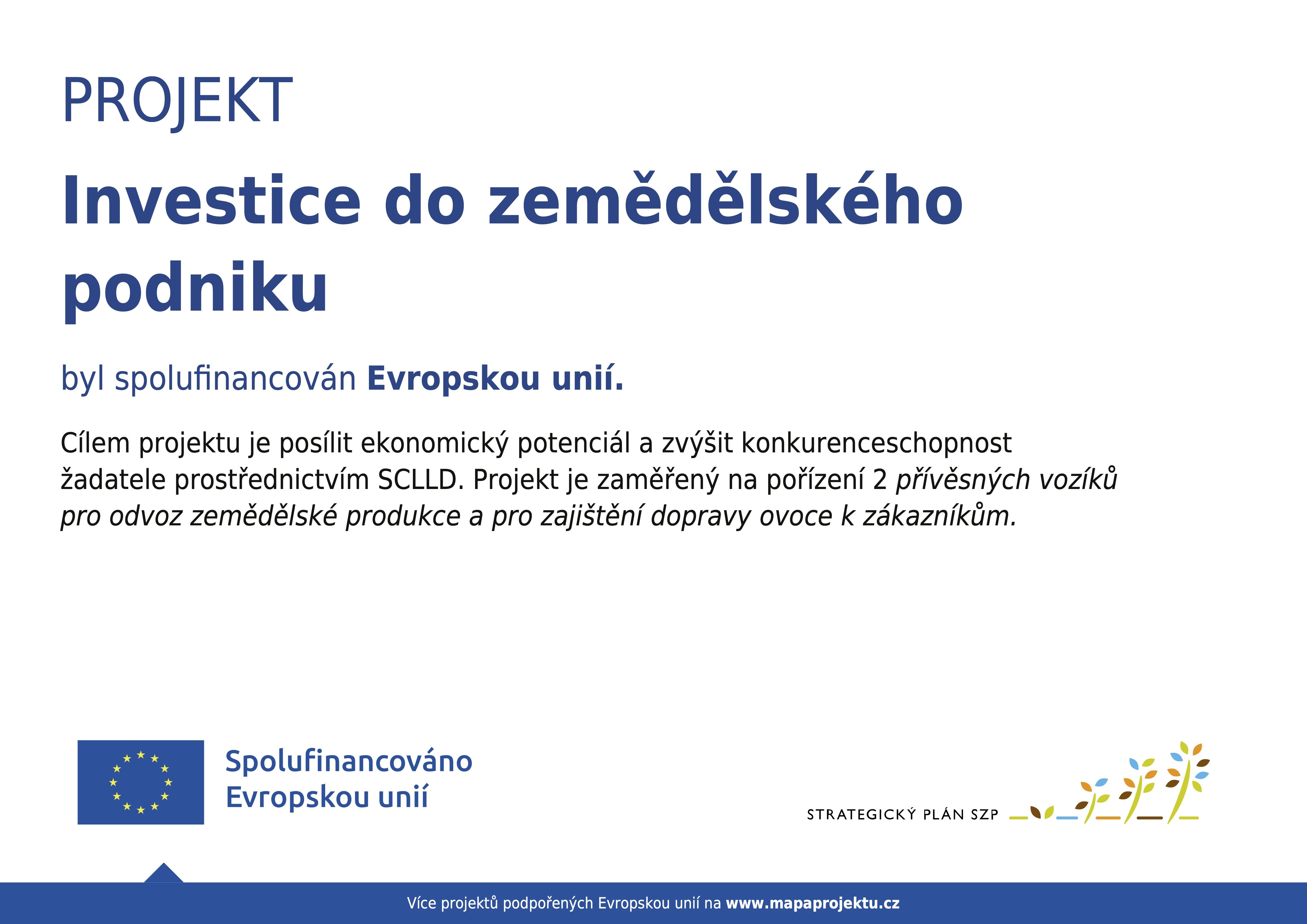 Projekt: Investice do zemědělského podniku
